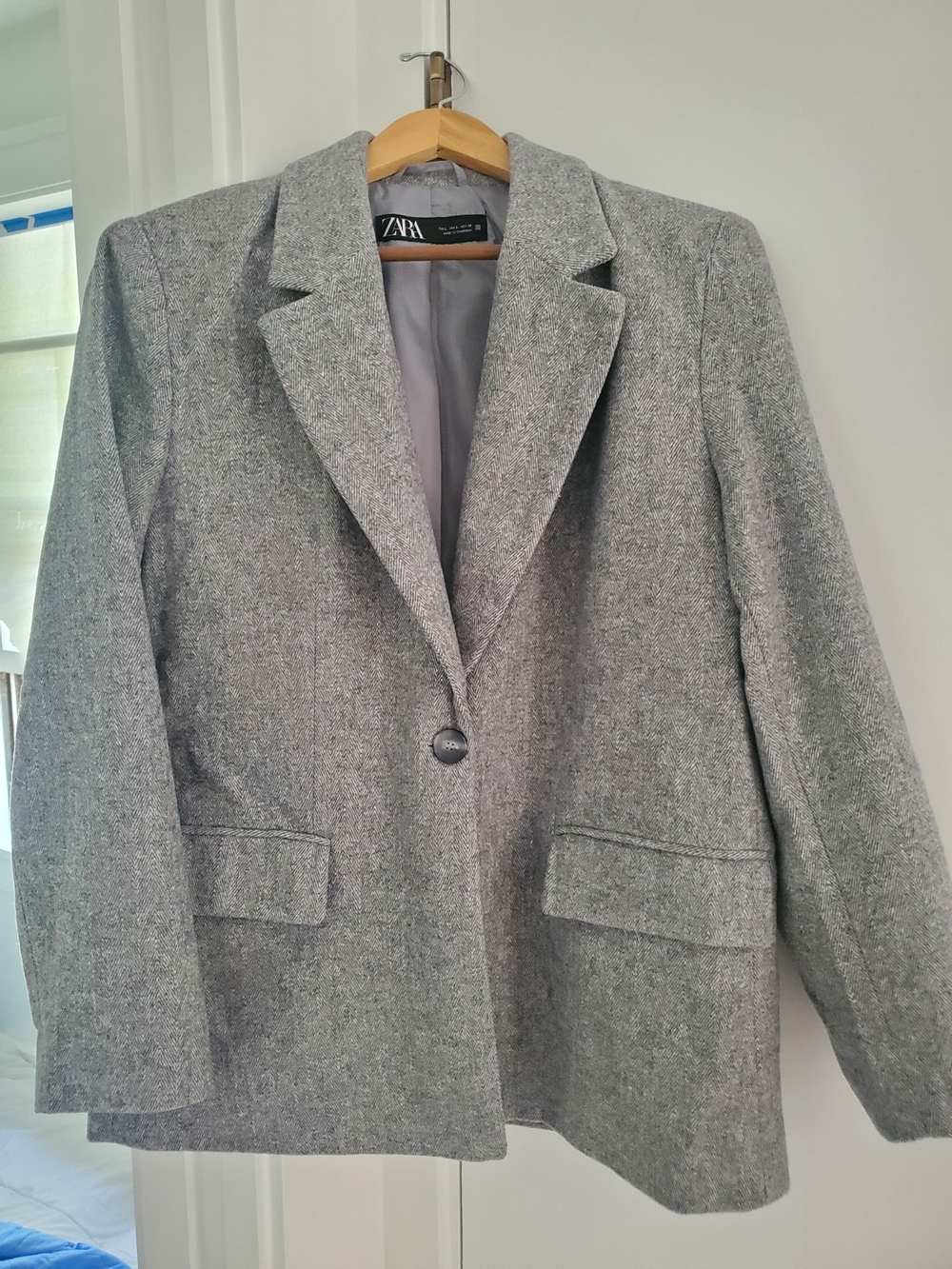 Zara Gray Single-Button Tailored Blazer